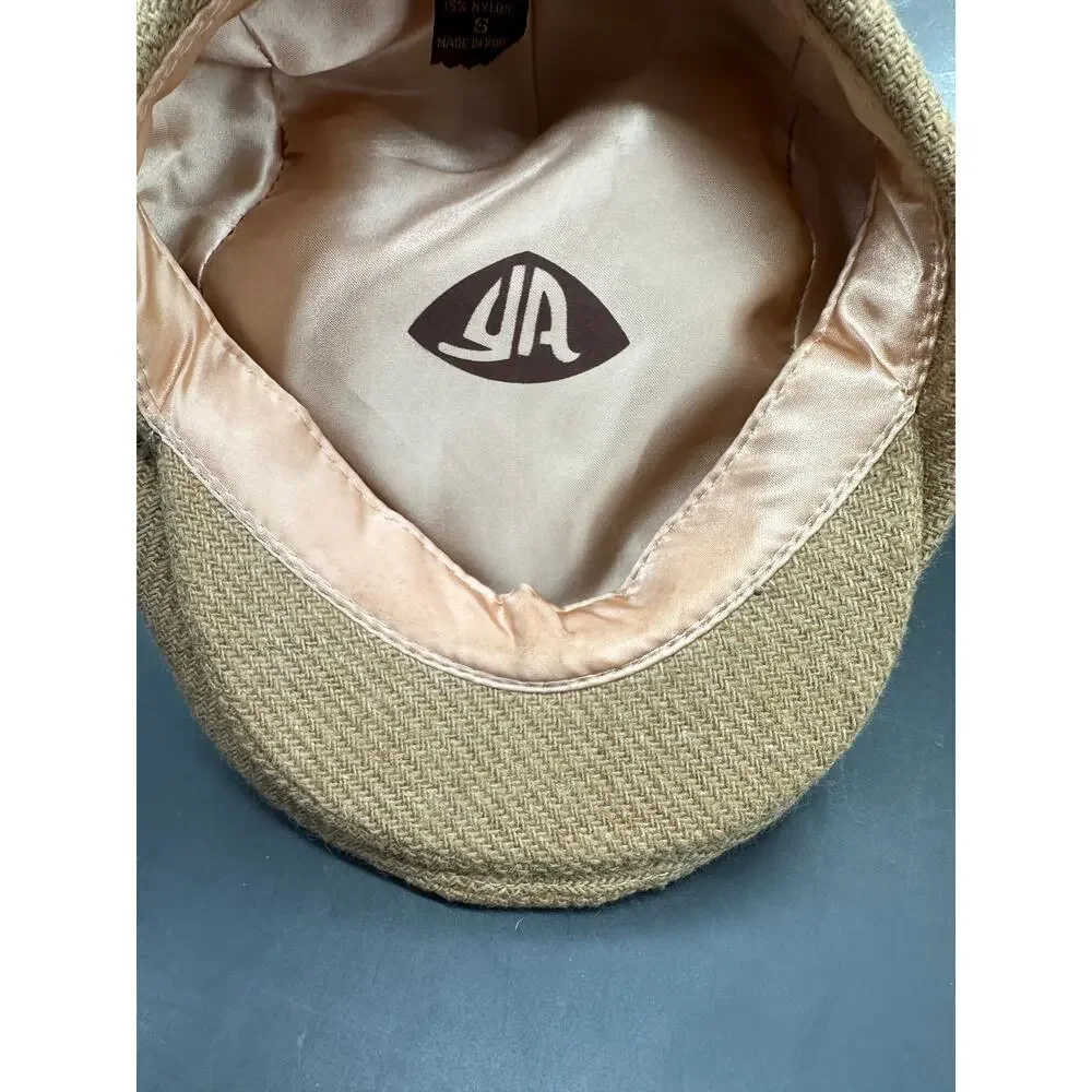 Vintage Wool‎ Newsboy Beret Small Beige Houndstooth Feel EUC